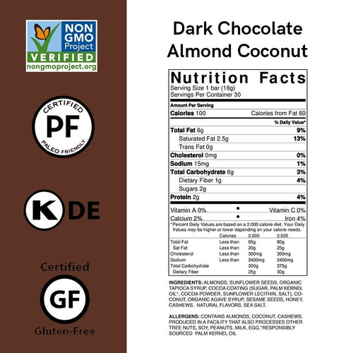 Dark Chocolate Almond Coconut Nutrition Bar Minis